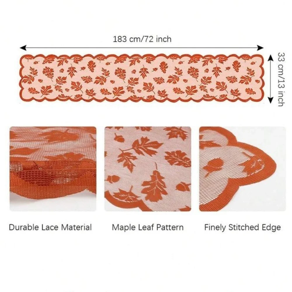 NEW Orange Leaf Fall Table Runner